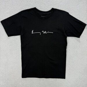 Perry Ellis T Shirt Mens Small S Black Script Logo Crewneck Tee Vintage Y2K